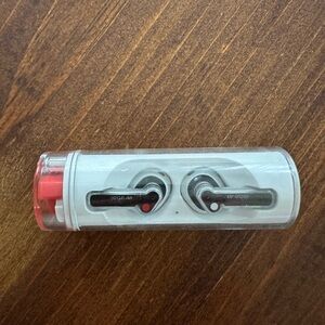 Red and Gray Wireless Earbuds with Case